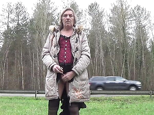 transgender travesti sounding urethral  outdoor road 9a