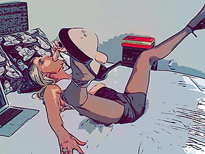 Mila La Trans cartoon dildo and nylon play