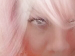 pink asian slut sucking on dildo
