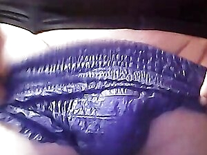 sissy crossdresser in chastity choosen diaper, another pick one: blue or white?