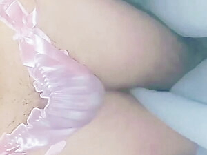 Sissy wearing cute frilly satin pink panties!