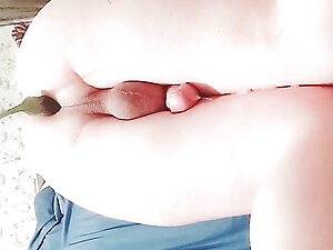 EGGPLANT BIG ASS CUMSHOT FEMBOY BOOTY CROSSDRESSER MASTURBATING WHEN EGGPLANT IN HER BIG ASS CUTE HANDSFREE CUMMING TECHNIQUE
