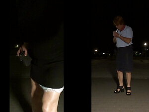 I m outdoor at night at a lost place, wearing my new heels, knightdress, nylons, Love to feel the wind!