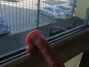 Sissy riding dildo public