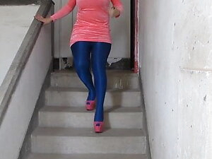 crossdressing blue tights