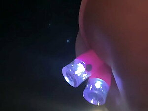 TWO Strobing Vibe Dildos, Sissy Pussy in PUBLIC! Cindie Love