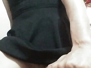 Cumming in a dress