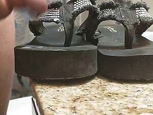 Cumming on my platform flip flops