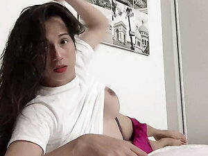 playing my big fat cock by asian hot ladyboy