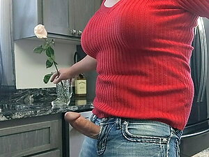 Sexy Amateur Crossdresser Cums on Kitchen Island