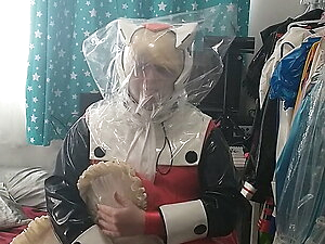 Pvc Roll Cosplay With Eva Helmet Bagging Breathplay Kigurumi Sissy