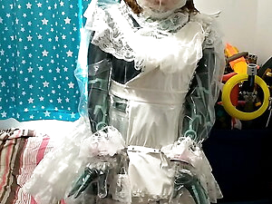 Plastic Covered Maid Midna Breathplay Sissy Cosplay Cuffs Plush Hump