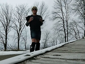 Sexy CD looking for you in Miss me skirt leather Boots public Cumming
